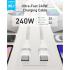 Anker Nano USB C Cable, 240W 90CM Flexible Multi-Color Braided Cord, Fast Charging Type C Charger for iPhone 16 Series, MacBook Pro - Wihte